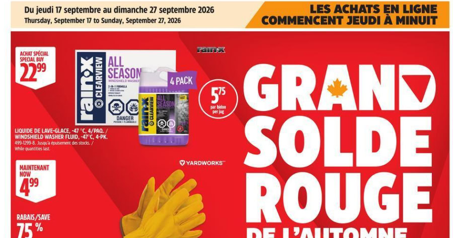 Circulaire Canadian Tire du 17 au 27 septembre 2026