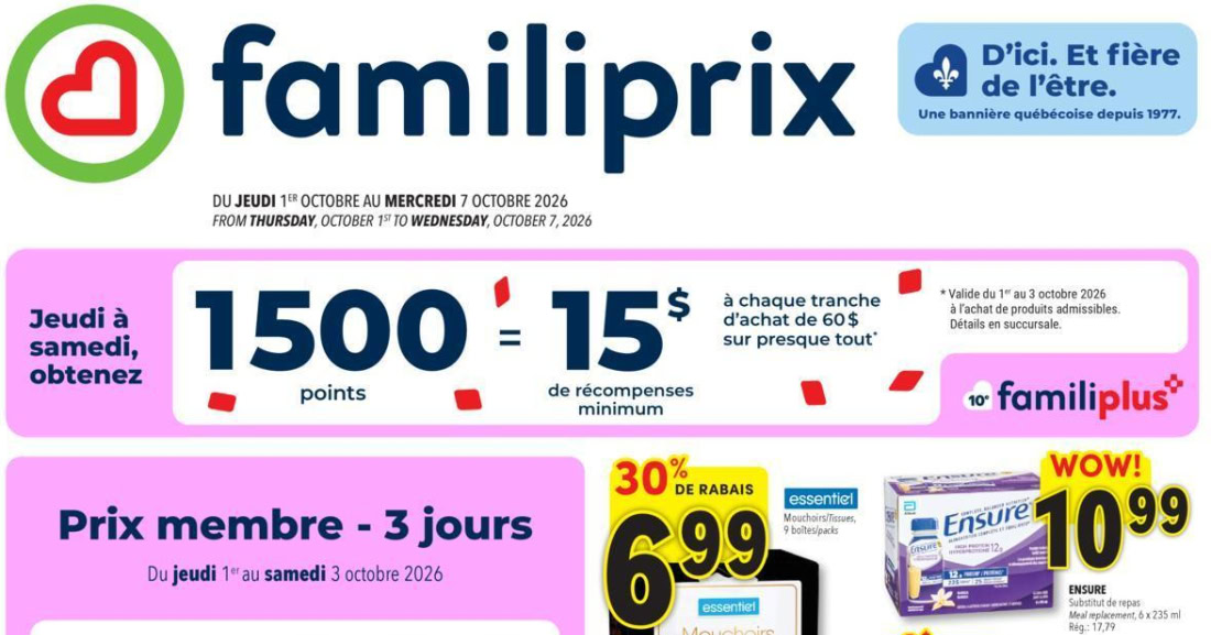 Circulaire Familiprix du 1 au 7 octobre 2026