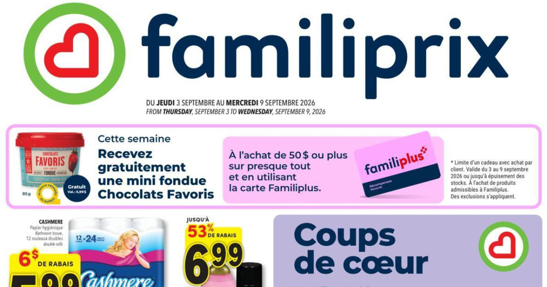 Circulaire Familiprix du 3 au 9 septembre 2026