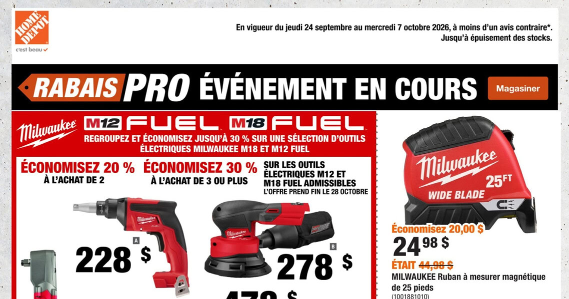 Circulaire Home Depot du 24 septembre au 7 octobre 2026
