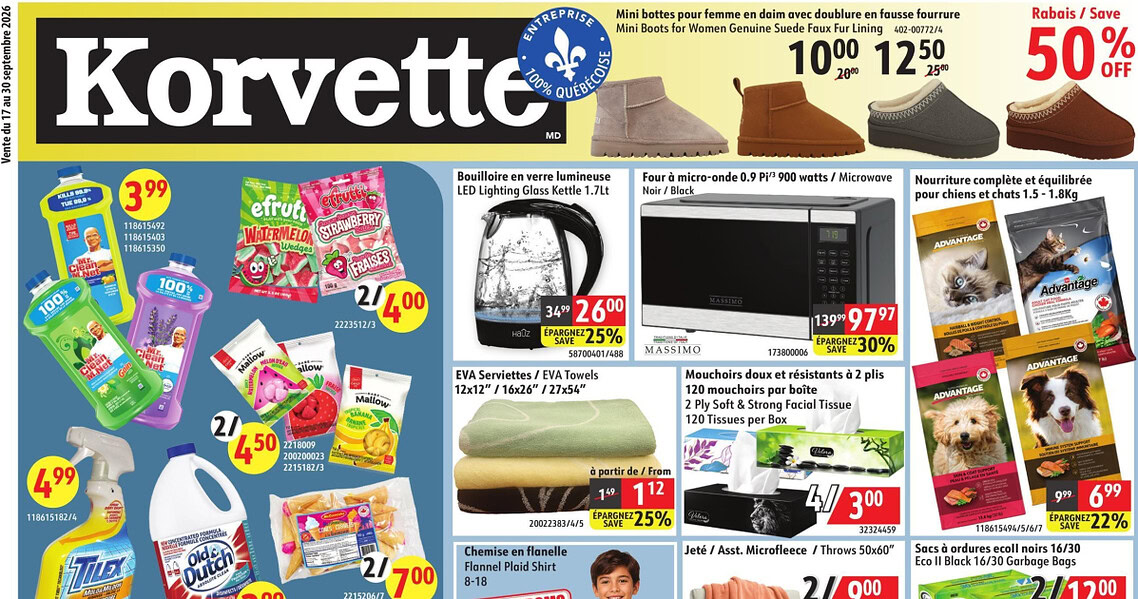 Circulaire Korvette du 17 au 30 septembre 2026