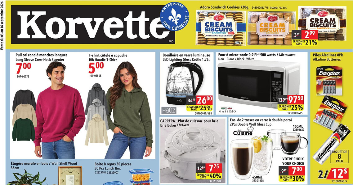 Circulaire Korvette du 3 au 16 septembre 2026