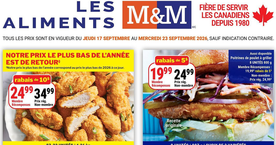 Circulaire Les aliments M&M du 17 au 23 septembre 2026