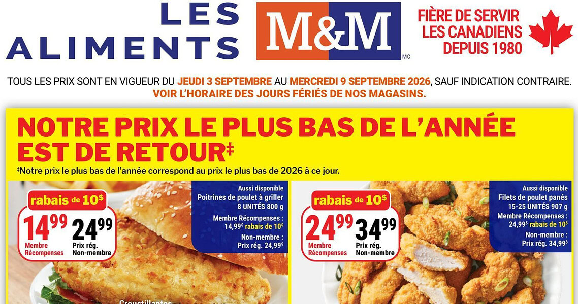 Circulaire Les aliments M&M du 3 au 9 septembre 2026