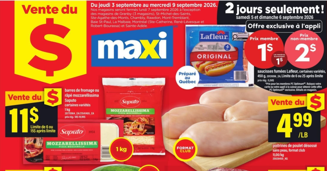 Circulaire Maxi du 3 au 9 septembre 2026