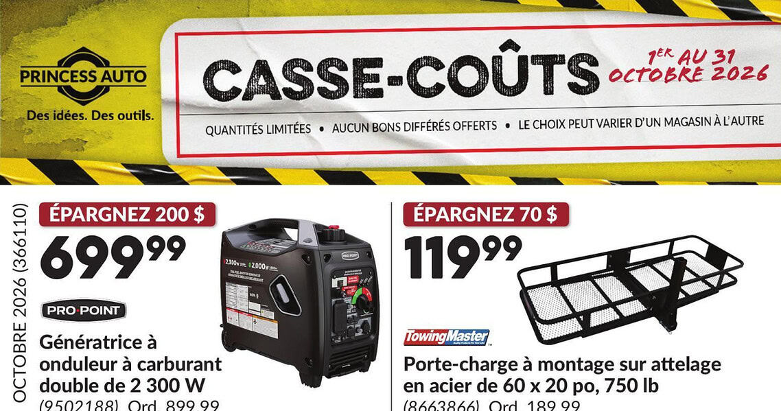 Circulaire Princess Auto du 1 au 31 octobre 2026