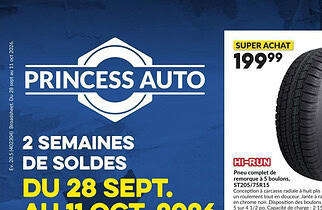 Circulaire Princess Auto du 28 septembre au 11 octobre 2026