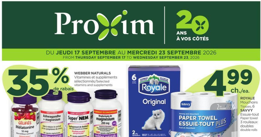 Circulaire Proxim du 17 au 23 septembre 2026