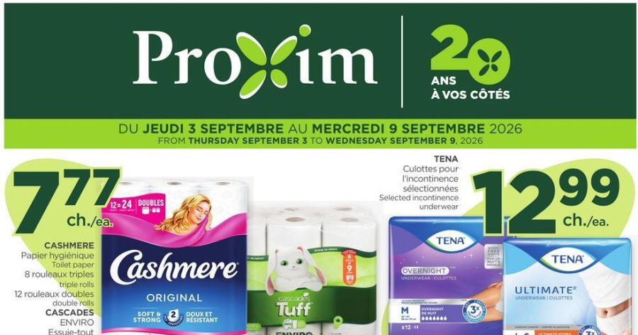 Circulaire Proxim du 3 au 9 septembre 2026