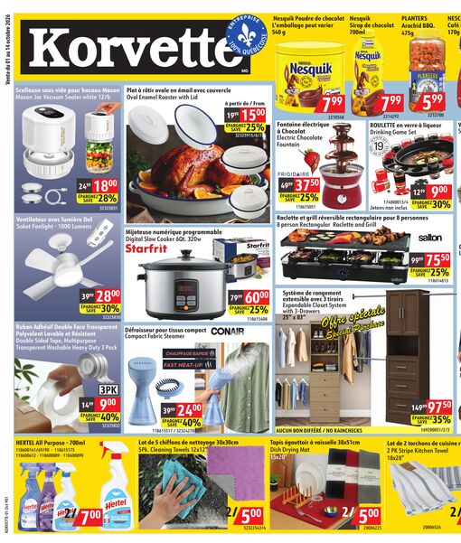 Circulaire Korvette du 1 au 14 octobre 2026
