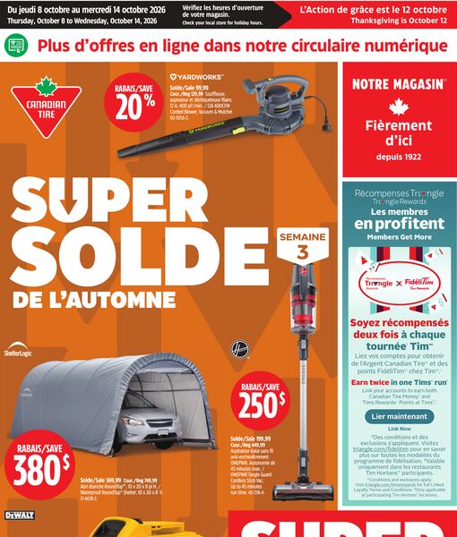 Circulaire Canadian Tire du 8 au 14 octobre 2026