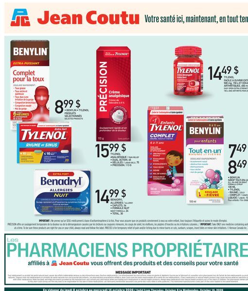 Circulaire Jean Coutu du 8 au 14 octobre 2026