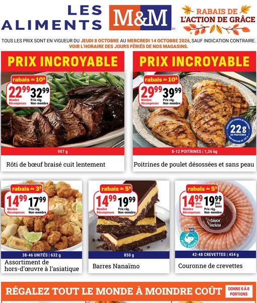 Circulaire Les aliments M&M du 8 au 14 octobre 2026