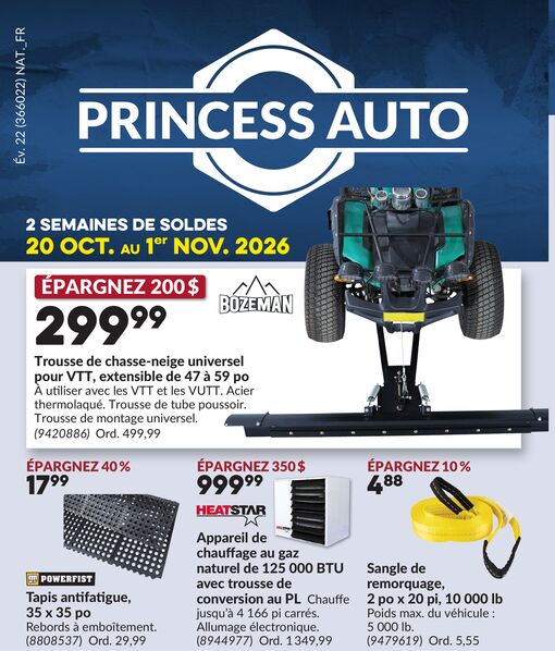 Circulaire Princess Auto du 20 octobre au 1 novembre 2026