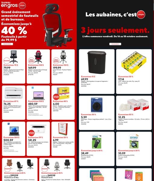 Circulaire Bureau en Gros du 16 au 22 octobre 2026