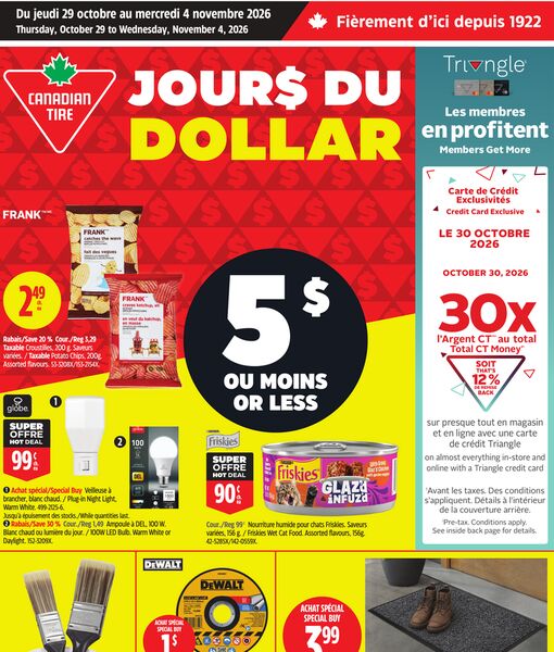 Circulaire Canadian Tire du 29 octobre au 4 novembre 2026