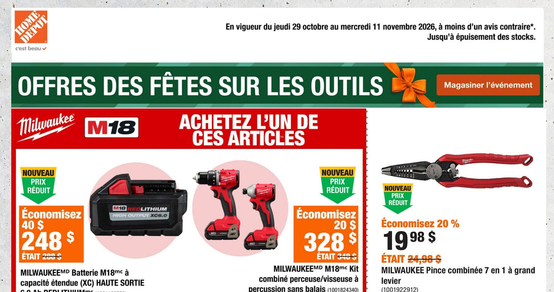 Circulaire Home Depot du 29 octobre au 11 novembre 2026