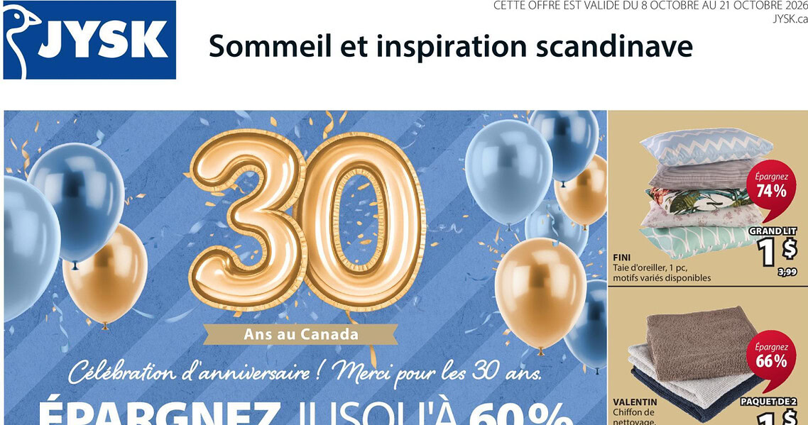 Circulaire JYSK du 8 au 21 octobre 2026