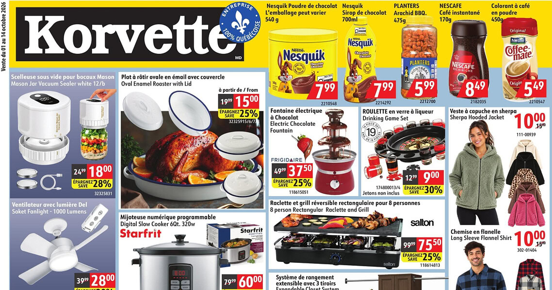 Circulaire Korvette du 1 au 14 octobre 2026