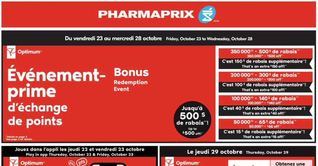 Circulaire Pharmaprix du 24 au 29 octobre 2026