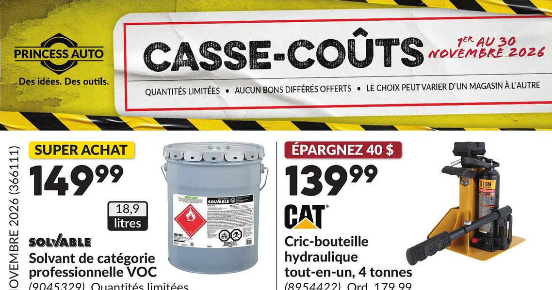 Circulaire Princess Auto du 1 au 30 novembre 2026