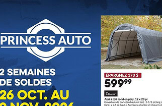 Circulaire Princess Auto du 26 octobre au 9 novembre 2026