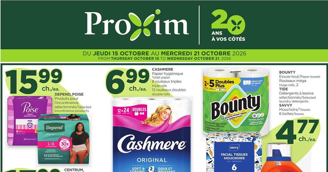 Circulaire Proxim du 15 au 21 octobre 2026