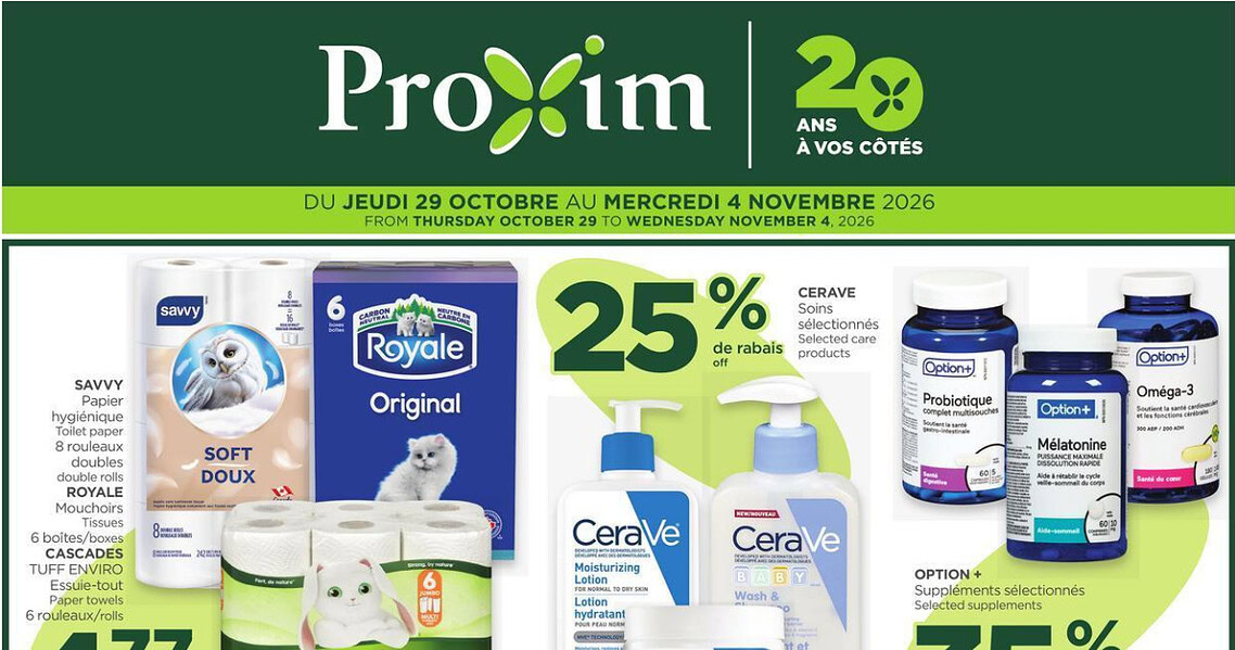 Circulaire Proxim du 29 octobre au 4 novembre 2026